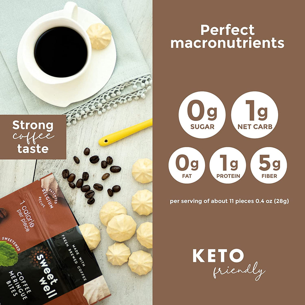 Sweetwell, Keto Bites, Sugar Free, Gluten Free, Coffee Meringue, 40 g - Mom it KeTo Go