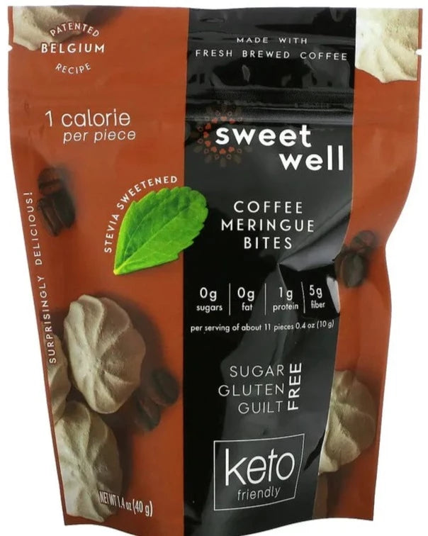 Sweetwell, Keto Bites, Sugar Free, Gluten Free, Coffee Meringue, 40 g - Mom it KeTo Go