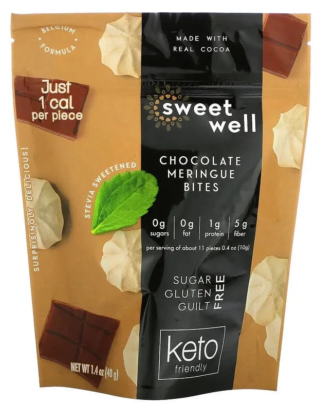 Sweetwell, Keto Bites, Sugar Free, Gluten Free, Chocolate Meringue, 40 g - Mom it KeTo Go