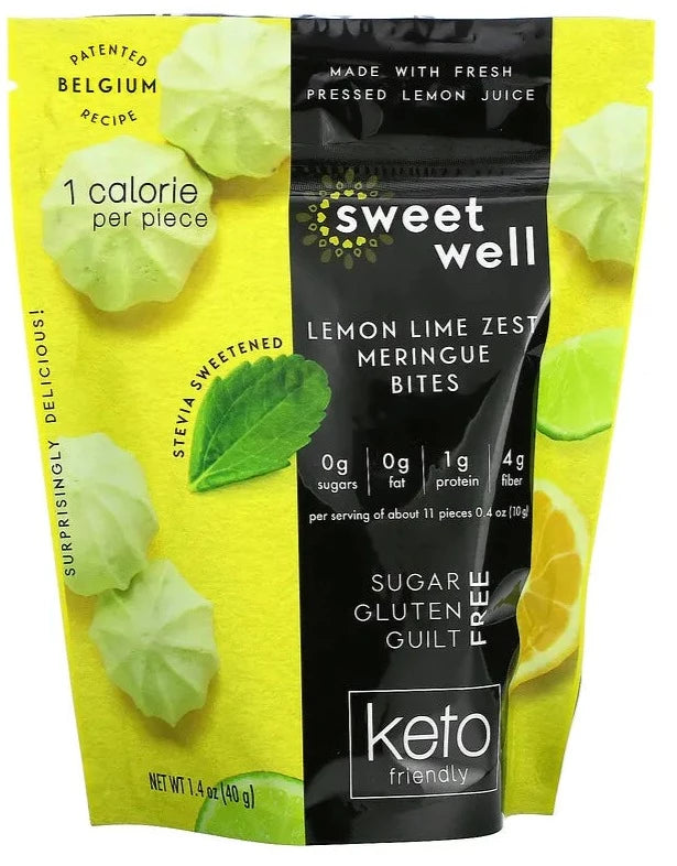 Sweetwell, Keto Bites, Sugar Free, Gluten Free, Lemon Lime Zest Meringue, 40 g - Mom it KeTo Go