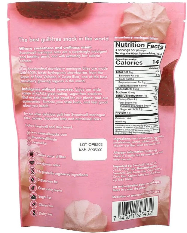 Sweetwell, Keto Bites, Sugar Free, Gluten Free, Strawberry Meringue, 40 g - Mom it KeTo Go