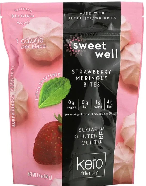 Sweetwell, Keto Bites, Sugar Free, Gluten Free, Strawberry Meringue, 40 g - Mom it KeTo Go