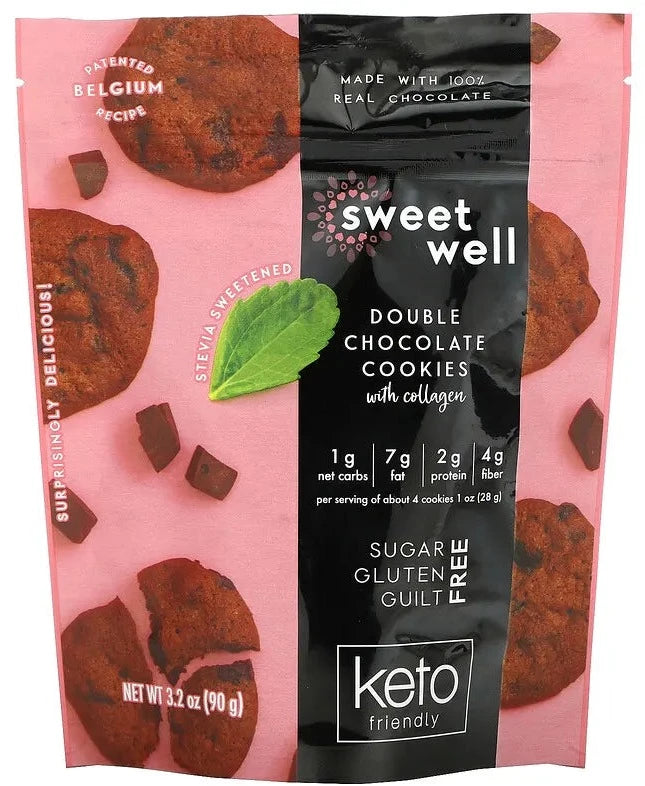 Sweetwell, Keto Cookies, with Collagen, Double Chocolate, 90 g - Mom it KeTo Go