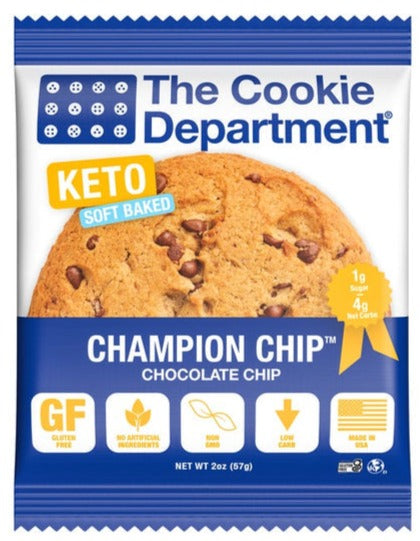 The Cookie Department, Champion Chip Chocolate Chip Cookie, 57g - Keto, Gluten Free, Non GMO - Mom it KeTo Go