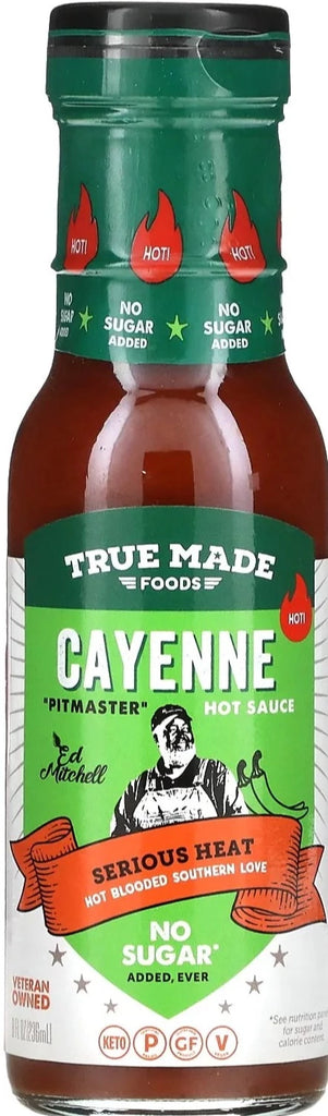 True Made Foods, Cayenne Hot Sauce, Serious Heat, 236 ml - Mom it KeTo Go