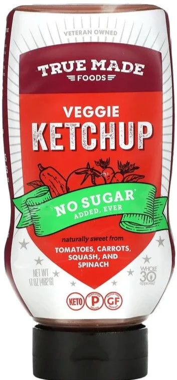 True Made Foods, Sugar Free, Veggie Ketchup, 482 g - Mom it KeTo Go