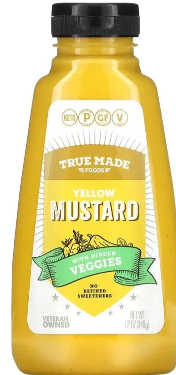 True Made Foods, KETO, Paleo, Gluten Free, No Refined Sweeteners, Yellow Mustard with Hidden Veggies, 340 g - Mom it KeTo Go