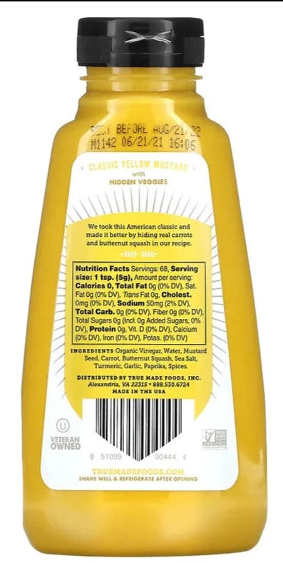 True Made Foods, KETO, Paleo, Gluten Free, No Refined Sweeteners, Yellow Mustard with Hidden Veggies, 340 g - Mom it KeTo Go
