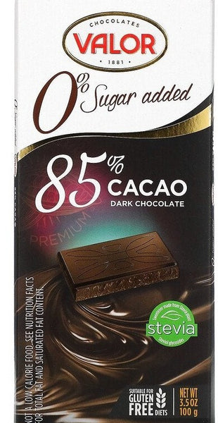 VALOR 70% DARK CHOCOLATE 0% ADDED SUGARS 35G – Mighty Foods