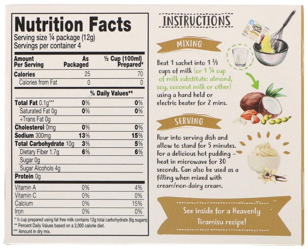 Natural Simply Delish, Natural Instant Pudding, Vanilla, 48 g - Mom it KeTo Go