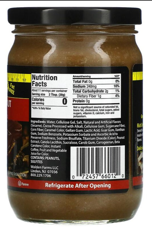 Walden Farms, Chocolate Peanut Spread - Sugar Free - Calorie Free, 340 g - Mom it KeTo Go
