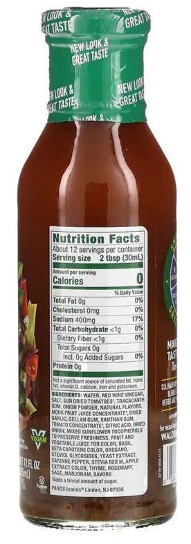 Walden Farms, Sun Dried Tomato Vinaigrette Dressing, Calorie Free, 355 ml - Mom it KeTo Go