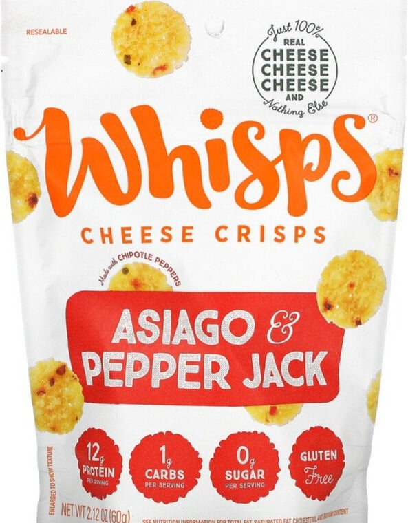 Whisps, Asiago & Pepper Jack Cheese Crisps, 60 g - Mom it KeTo Go
