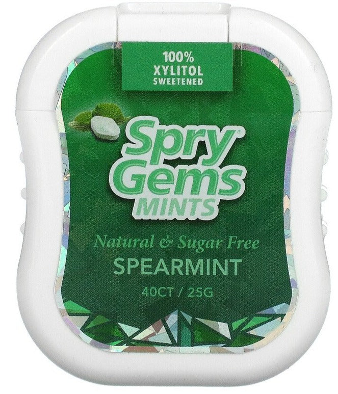 Xlear, Spry Gems, Natural, Sugar-Free, Mints, Spearmint, 40 Count, 25 g - Mom it KeTo Go