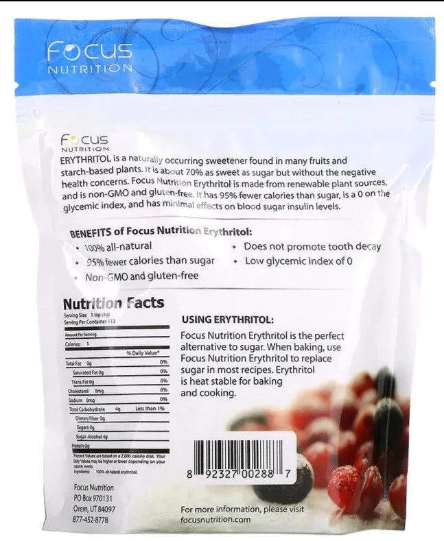 Xyloburst, Erythritol Sweetener, Non GMO, Low Carb, Gluten Free, Low-Calorie Sweetener, 454 g - Mom it KeTo Go