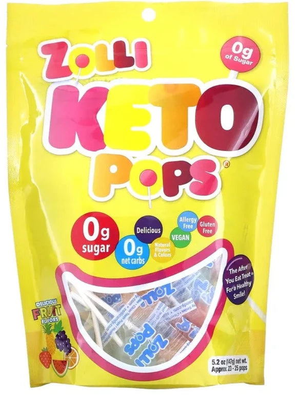 Zollipops, Sugar Free, Gluten Free, Keto Pops, Natural Fruit Flavors, 23-25 pops, 147g - Mom it KeTo Go