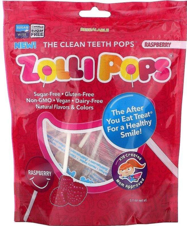 Zollipops, The Clean Teeth Pops, Sugar Free, KETO, Raspberry, 15 Pops 90g - Mom it KeTo Go