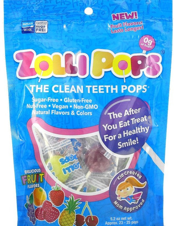 Zollipops, The Clean Teeth Pops, Strawberry, Orange, Raspberry, Cherry, Grape, Pineapple, 23-25 ZolliPops - Mom it KeTo Go