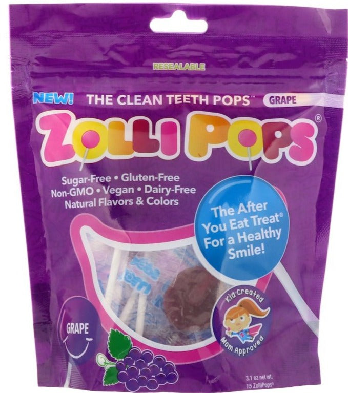 Zollipops, The Clean Teeth Pops, Sugar Free, KETO - Grape, 15 Pops, 90g - Mom it KeTo Go