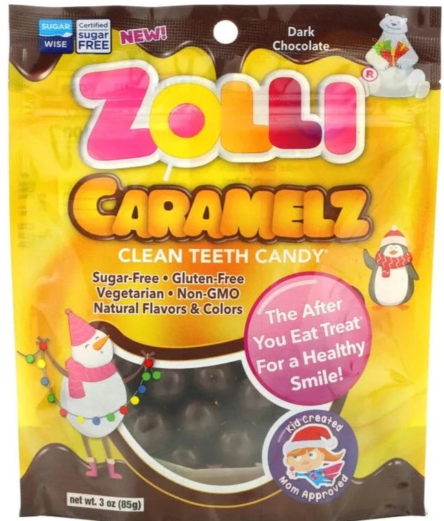 Zollipops, Sugar Free, Gluten Free, Zolli Caramelz, Dark Chocolate Candy, 85g - Mom it KeTo Go