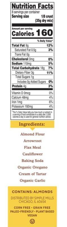 Simple Mills, Naturally Gluten-Free, Almond Flour Mix, Pizza Dough, 277 g - Mom it KeTo Go