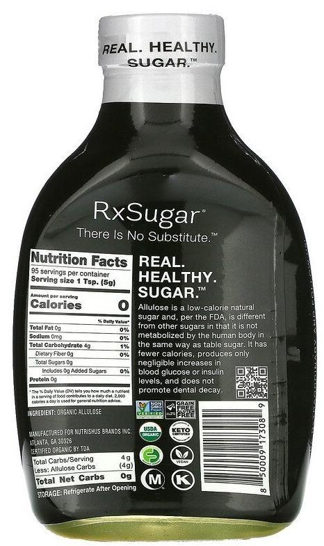 RxSugar, Organic Allulose Keto Certified Liquid Sugar, 475 g - Mom it KeTo Go