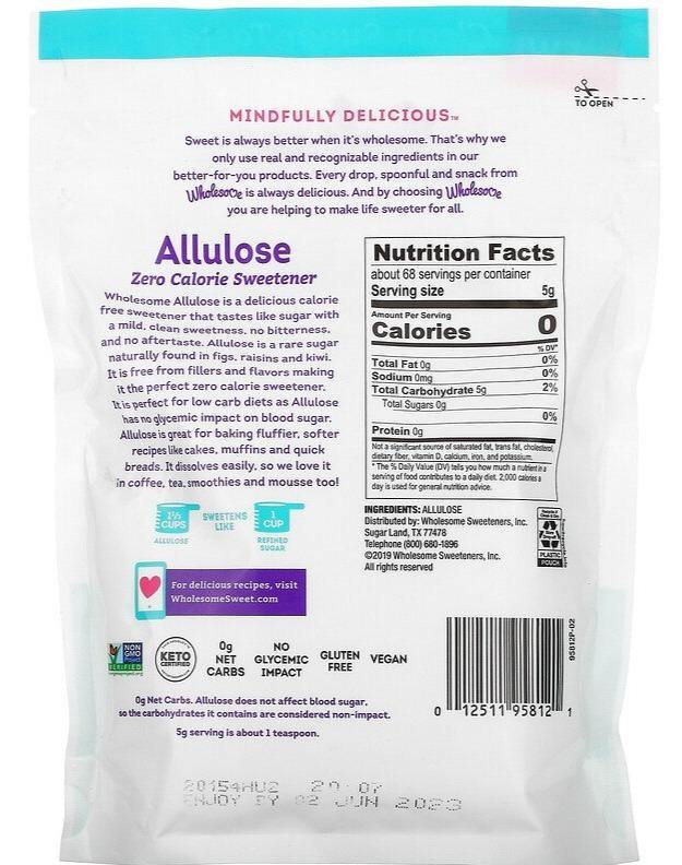 Wholesome, Allulose, Zero Calorie Sweetener, 340 g - Mom it KeTo Go