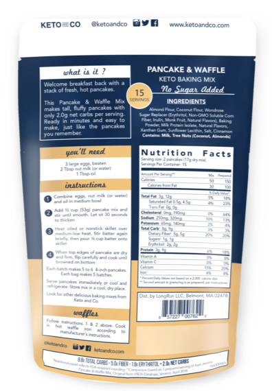 Keto and Co, Keto Pancake and Waffle Mix, 265 g - Mom it KeTo Go