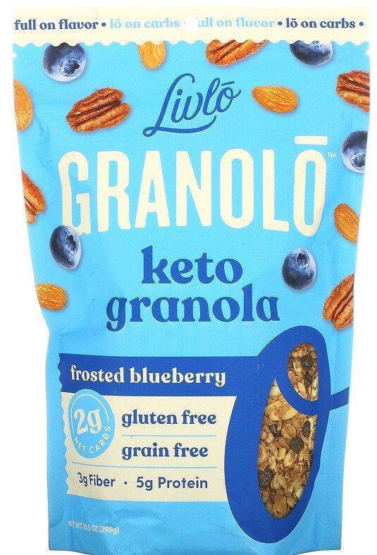 Livlo, Keto Granola, Frosted Blueberry, 298 g - Mom it KeTo Go