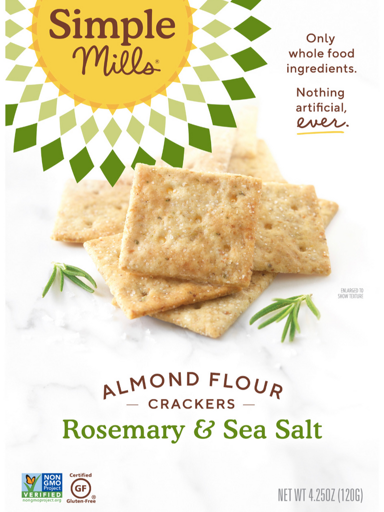 Simple Mills, Naturally Gluten-Free, Almond Flour Crackers, Rosemary & Sea Salt, 120 g - Mom it KeTo Go