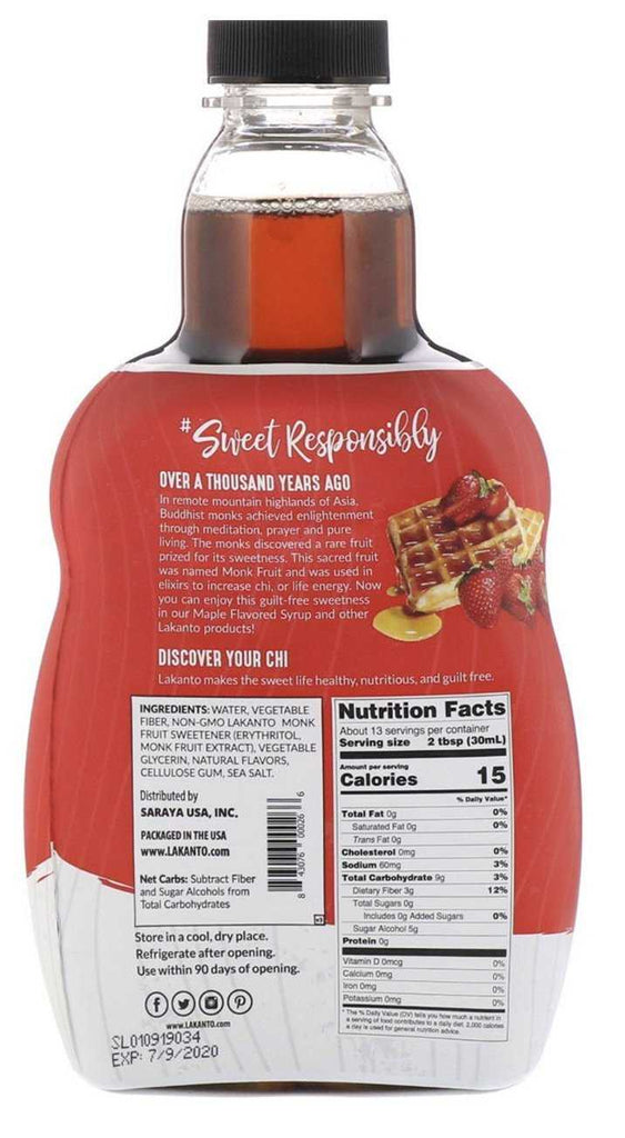 Lakanto, Monkfruit Sweetened Maple Flavored Syrup (384 ml) - Mom it KeTo Go