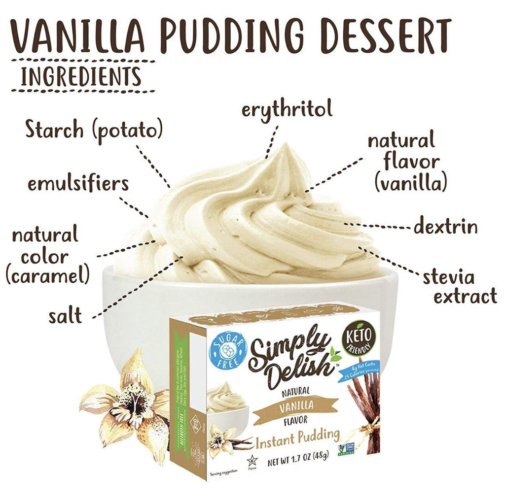 Natural Simply Delish, Natural Instant Pudding, Vanilla, 48 g - Mom it KeTo Go
